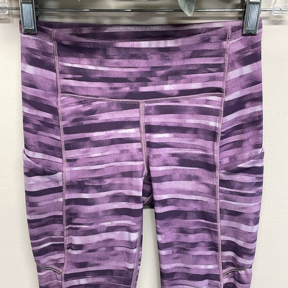 Lululemon Speed Up Crop Legging Purple Multi Print Back Zip Pocket 2 - Picture 2 of 15